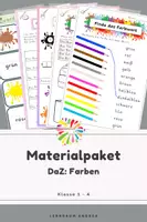 Vorschau - Stationenlernen - DaZ Materialpaket Farben | Wortschatz, Spiele, Rätsel, Schleichdiktat & Arbeitsblätter | Deutsch Grundschule - Deckblatt