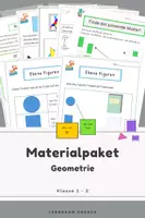Vorschau - Arbeitsblätter - Materialpaket Geometrie 1.–2. Klasse | Ebene Figuren, Tangram, Formen & Körper | Geometrische Formen erkennen, zeichnen & gestalten - Deckblatt