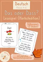 Vorschau - Arbeitsblätter - Dass oder das? Lesespiel (MIT & OHNE Demonstrativpronomen) 📕 - Deckblatt