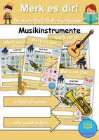 Vorschau - Mal- und Bastelvorlagen - Materialpaket - Merk es dir! Musikinstrumente - 4 Versionen - DaZ/DaF/Deutsch (Grundschule) - Deckblatt
