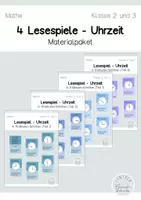 Vorschau - Spiele - Materialpaket - 4 Lesespiele zu Uhrzeiten - Deckblatt