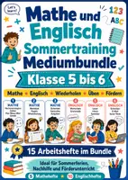 Vorschau - Arbeitsblätter - Mathe und Englisch Sommertraining Mediumbundle Klasse 5 bis 6 mit 15 Arbeitsheften - Deckblatt