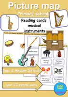Vorschau - Spiele - Materialpaket - Lesekarten/Bildkarten Musikinstrumente / musical instruments Easy and Medium - Englisch - Deckblatt