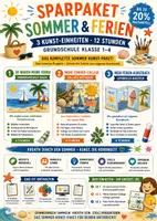 Vorschau - Unterrichtsreihen - Sparpaket Sommer & Ferien: 3 Kunst-Einheiten · 12 Stunden | Grundschule Klasse 1–4 - Deckblatt