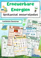 Vorschau - Poster - Erneuerbare Energien Spickzettel: Solarenergie, Windenergie, Biomasse, Geothermie & Wasserkraft - Deckblatt