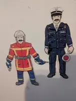 Vorschau - Mal- und Bastelvorlagen - Materialpaket Polizist Feuerwehrmann Hampelmann - Deckblatt