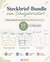 Vorschau - Mal- und Bastelvorlagen - Steckbrief-Bundle zum Schuljahresstart – 61 Vorlagen für Grundschule, Sek I & Sek II | Wimpel-Steckbriefe & kreative Kennenlernseiten - Deckblatt