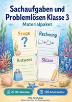Vorschau - Arbeitsblätter - Sachaufgaben und Problemlösen Klasse 3 | Materialpaket | 20 PDFs mit 120 Arbeitsblättern - Deckblatt