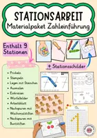 Vorschau - Arbeitsblätter - Zahleneinführung Stationsarbeit Förderschule – 9 Stationen / Stationsschilder / Laufzettel - Deckblatt