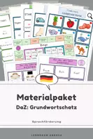 Vorschau - Stationenlernen - DaZ Materialpaket Grundwortschatz | Bildkarten, Wortschatz, Artikel, Domino & Lesebingo | Deutsch Grundschule - Deckblatt