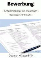 Vorschau - Arbeitsblätter - Bewerbungsanschreiben - Materialpaket: Handout, Checkliste, Übungen uvm - Klasse 8-10 - Deckblatt