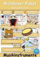 Vorschau - Arbeitsblätter - Materialpaket - Nichtleser - Musikinstrumente - DaZ/DaF / Deutsch / Sachunterricht - Deckblatt