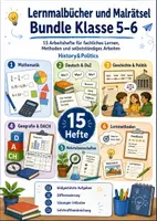 Vorschau - Arbeitsblätter - Lernmalbücher und Malrätsel Bundle Klasse 5–6 - Deckblatt