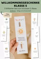 Vorschau - Mal- und Bastelvorlagen - Willkommensgeschenke Klasse 5 | 3er Set Stiftkarten Begrüßungsgeschenk 5. Klasse Schuljahresstart | Schulstart Geschenk Stift Bleistift - Deckblatt
