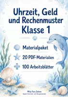 Vorschau - Arbeitsblätter - Uhrzeit, Geld und Rechenmuster Klasse 1 | Materialpaket | 20 PDFs mit 100 Arbeitsblättern - Deckblatt
