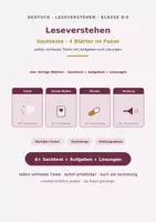Vorschau - Stundenentwürfe - Leseverstehen Sachtexte – 4 Arbeitsblätter im Paket | Deutsch - Deckblatt