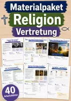 Vorschau - Stundenentwürfe - Materialpaket Vertretungsstunden Religion Klasse 5-12 | 40 Arbeitsblätter - Deckblatt