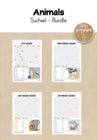Vorschau - Arbeitsblätter - Animals Suchsel / Englisch / Bundle - Deckblatt