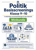 Vorschau - Arbeitsblätter - Politik Basisscreenings Klasse 9–10 Minibundle - Deckblatt