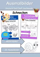 Vorschau - Arbeitsblätter - Ausmalbilder & Mandalas PAKET Thema Schnecken - Grundschule - Bastelvorlagen - Deckblatt