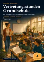 Vorschau - Arbeitsblätter - Vertretungsstunden Grundschule – vier Materialien ohne Vorbereitung | Werkstatt, Lesespur, Warm-ups & Bewegungspausen - Deckblatt