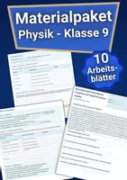 Vorschau - Arbeitsblätter - Materialpaket - Physik Klasse 9 - Arbeitsblätter - Deckblatt