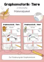 Vorschau - Arbeitsblätter - Materialpaket / Bundle: 2 Minihefte - Nachspuren & Schwungübungen - Tiere (Graphomotorik) - Deckblatt