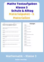 Vorschau - Stundenentwürfe - Mathe Textaufgaben Klasse 3 Schule Materialpaket | 5 Materialien mit Lösungen - Deckblatt