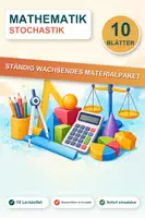 Vorschau - Fördermaterial/Inklusion - Stochastik Spickzettel Paket – 10 Lernzettel: Wahrscheinlichkeit & Statistik - Deckblatt