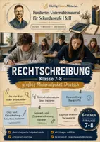 Vorschau - Arbeitsblätter - Rechtschreibung Klasse 7-8 – großes Materialpaket Deutsch - Deckblatt