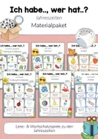 Vorschau - Spiele - Materialpaket / Bundle: 8 Ich habe.., wer hat..? Jahreszeiten (Lesespiel, Wortschatzspiel) Winter, Frühling, Sommer - Deckblatt