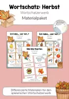 Vorschau - Spiele - Materialpaket / Bundle: Wortschatz-Training Herbst - Wortschatzerwerb: Bild-Wortkarten, Ich habe, wer hat?, Lesespiel, Wortschatzspiel (DaZ/DaF) - Deckblatt