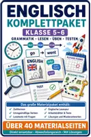 Vorschau - Arbeitsblätter - Englisch-Komplettpaket Klasse 5–6: Zeitformen, unregelmäßige Verben, Lesetexte, Lesespur & Tests - Deckblatt