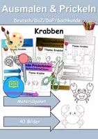 Vorschau - Arbeitsblätter - Ausmalbilder & Prickelbilder PAKET Thema Krabbe - Grundschule - Bastelvorlagen - Deckblatt