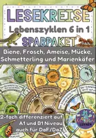 Vorschau - Stationenlernen - Lebenszyklen Tiere – 12 differenzierte Legekreise | Biene, Frosch, Schmetterling, Ameise, Marienkäfer & Mücke - Deckblatt