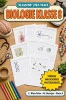 Vorschau - Arbeitsblätter - Biologie Klasse 8 Paket – 11 Materialien: Hormone, Sinne & Vererbung - Deckblatt