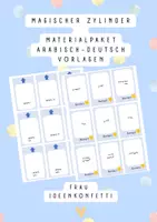 Vorschau - Mal- und Bastelvorlagen - Materialpaket Karten Vorlage / arabisch-deutsch Magischer Zylinder - Deckblatt
