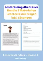 Vorschau - Stundenentwürfe - Lesetraining Abenteuer Materialpaket – Leseverständnis Klasse | 5 Materialien mit Lösungen - Deckblatt
