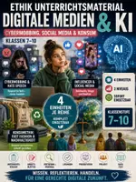 Vorschau - Unterrichtsreihen - Ethik Unterrichtsmaterial Digitale Medien & KI | Cybermobbing, Social Media & Konsum | Klassen 7–10 - Deckblatt