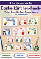 Vorschau - Mal- und Bastelvorlagen - Materialpaket Dankeskärtchen mit 6 Tiermotiven – Danke für die Unterstützung - Deckblatt