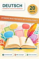 Vorschau - Unterrichtsreihen - Deutsch Grammatik & Rechtschreibung Paket – 20 Arbeitshefte - Deckblatt