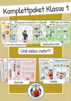 Vorschau - Stundenentwürfe - Großes Komplettpaket Klasse 1 – Unterrichtsmaterial für das ganze Schuljahr - Deutsch, Mathe & Sachunterricht - Deckblatt