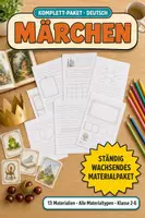 Vorschau - Unterrichtsreihen - Märchen & Fabeln komplett – 13 Materialien: Arbeitshefte, Quiz & Stationen - Deckblatt