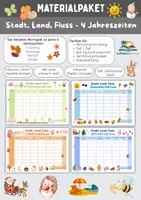 Vorschau - Arbeitsblätter - Stadt, Land, Fluss – 4 Jahreszeiten-Bundle auf Deutsch | Materialpaket Frühling, Sommer, Herbst & Winter | Deutsch, DaF/DaZ | Klasse 4–6 - Deckblatt