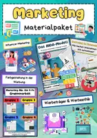Vorschau - Arbeitsblätter - Marketing Bundle: Werbung, AIDA, Marketing-Mix, Influencer & Farbpsychologie - Deckblatt