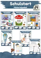 Vorschau - Mal- und Bastelvorlagen - Schulstart Grundschule Materialpaket | neues Schuljahr basteln mit Vorlagen | Klasse 1, Klasse 2, Klasse 3, Klasse 4 - Deckblatt