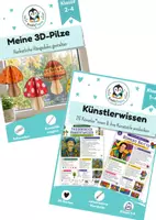 Vorschau - Mal- und Bastelvorlagen - Kunstunterricht Herbst: 3D-Pilz & Künstlerkartei | Materialpaket Grundschule Klasse 2-4 - Deckblatt