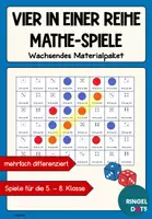 Vorschau - Stationenlernen - Mathe-Spiel: Vier in einer Reihe: Materialpaket - Deckblatt