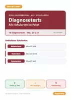 Vorschau - Test - Diagnosetests Schuljahresbeginn - Gesamtpaket alle Schularten - Deckblatt