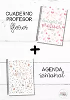 Vista previa - Para docentes: organización, planificación y formación - Cuaderno profesor flores + agenda semanal - Portada